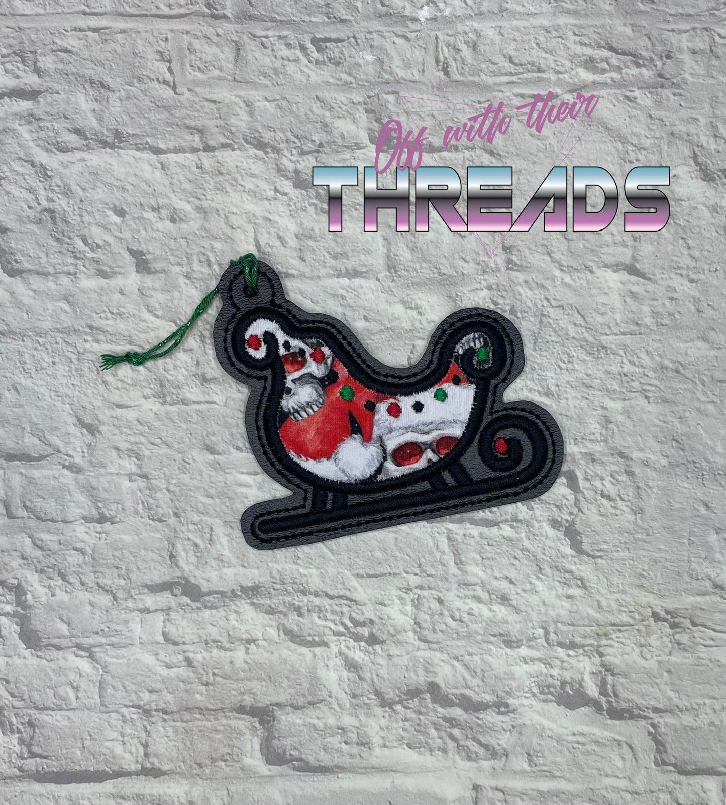 DIGITAL DOWNLOAD 4x4 Applique Santa's Sleigh Ornament Gift Tag Bookmark