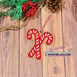 DIGITAL DOWNLOAD 4x4 Applique Candy Cane Ornament Gift Tag Bookmark