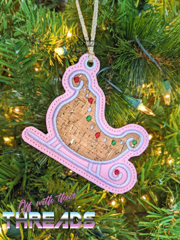 DIGITAL DOWNLOAD 4x4 Applique Santa's Sleigh Ornament Gift Tag Bookmark