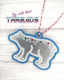 DIGITAL DOWNLOAD 4x4 Applique Polar Bear Ornament Gift Tag Bookmark