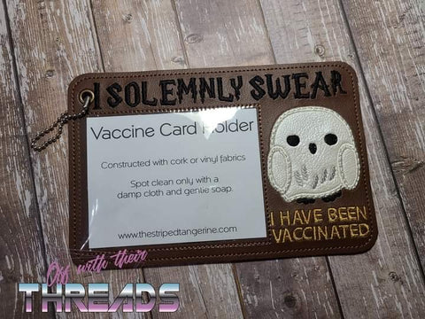 DIGITAL DOWNLOAD 5x7 Applique Solemnly Swear Vaccination Card Holder ID Gift Card Vaccine 2 SIZES INCLUDED
