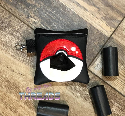 DIGITAL DOWNLOAD 5x5 ITH Applique Poke Ball Poo Zipper Bag Lined and Unlined