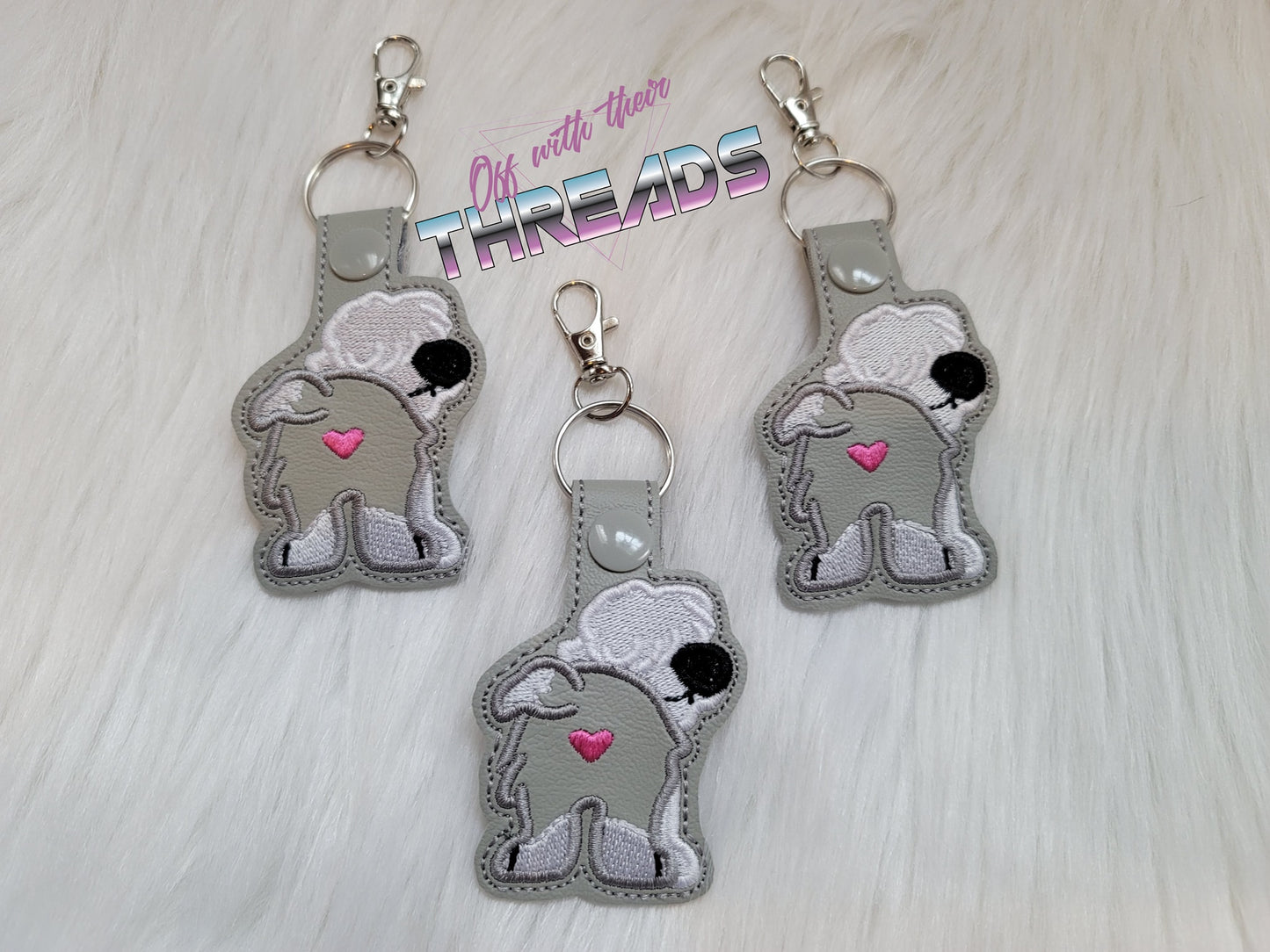 DIGITAL DOWNLOAD Sheep Dog Bum Snap Tab Key Chain