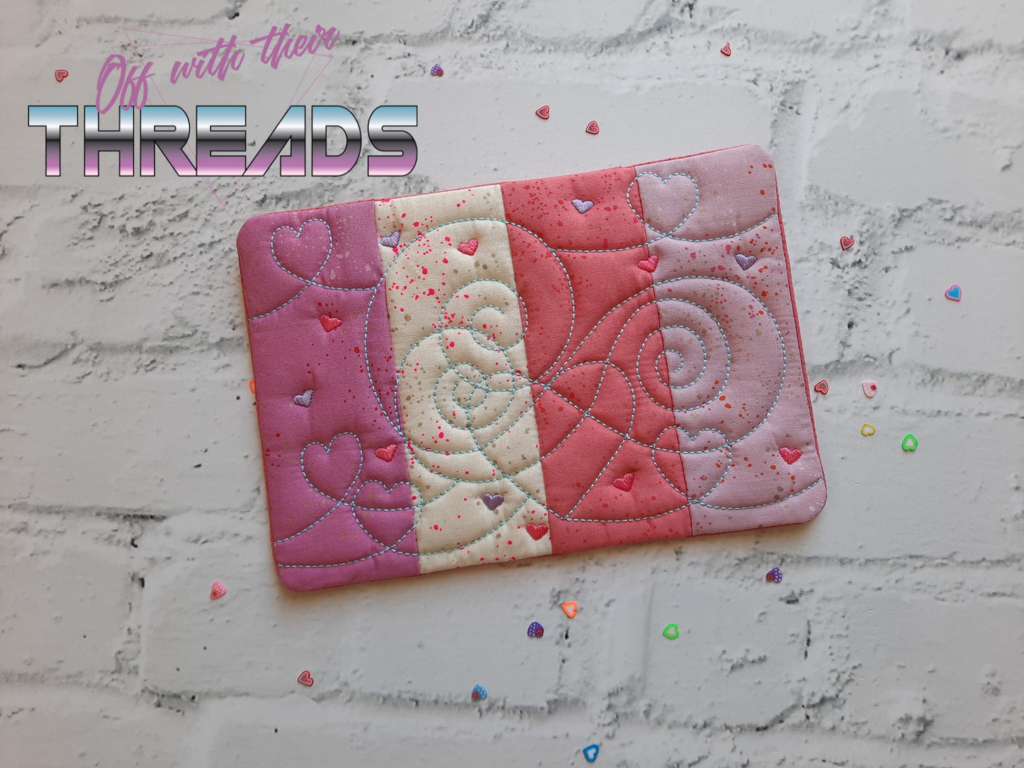 DIGITAL DOWNLOAD Sweetheart Quilted Mug Rug 4 Sizes Included ENVELOPE AND TURN HOLE OPTIONS