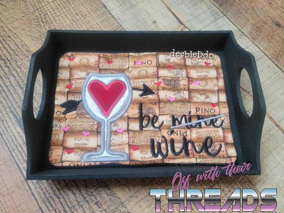 DIGITAL DOWNLOAD Quilted Be Wine Valentine Applique Mug Rug 4 Sizes Included ENVELOPE AND TURN HOLE