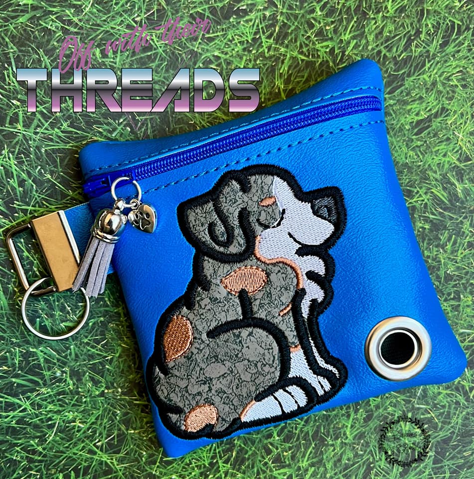 DIGITAL DOWNLOAD 5x5 ITH Applique Australian Shepherd Waste Bag and 4x4 Stand Alone