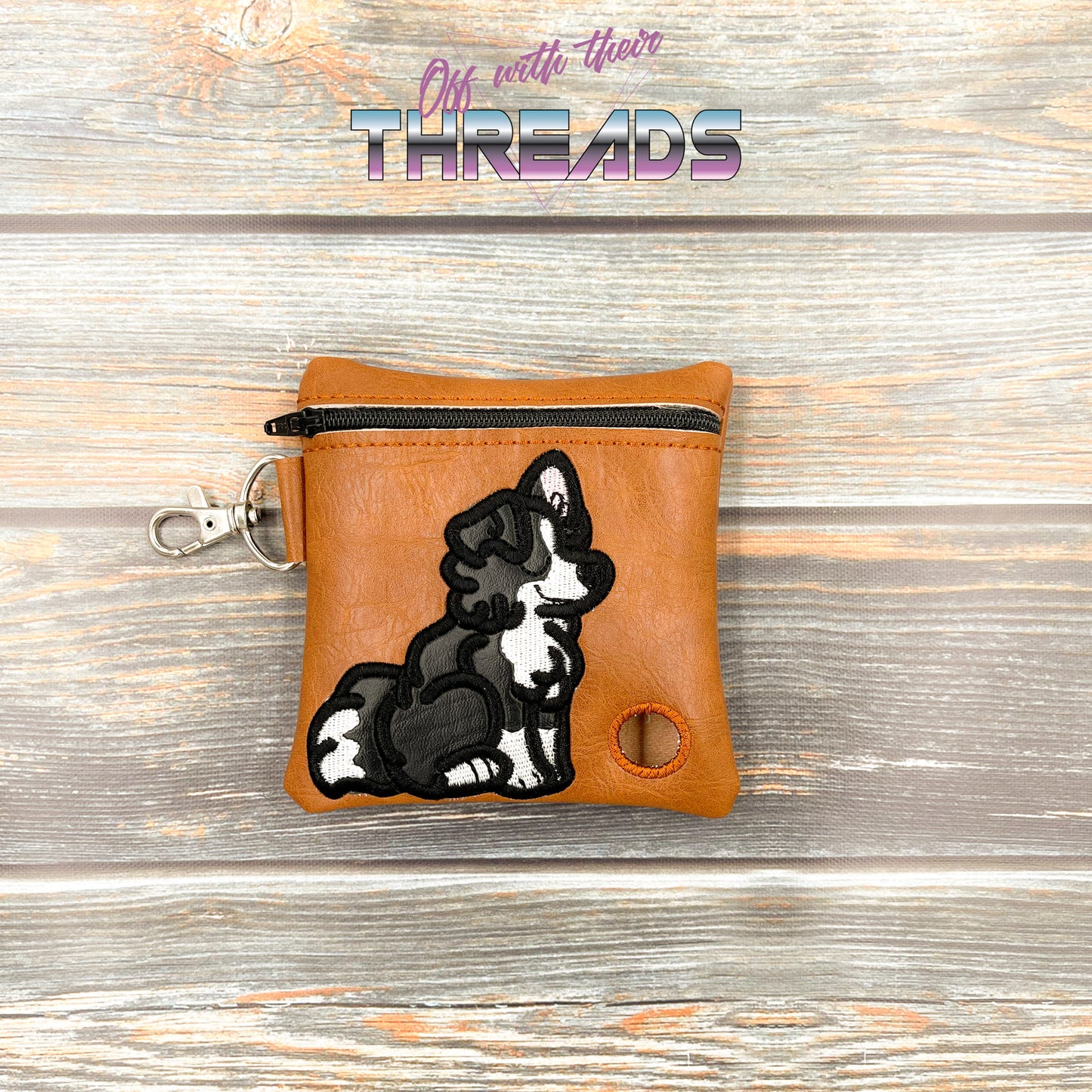 DIGITAL DOWNLOAD 5x5 ITH Applique Border Collie Waste Bag and 4x4 Stand Alone
