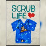 DIGITAL DOWNLOAD Applique Scrub Life 4 SIZES INCLUDED