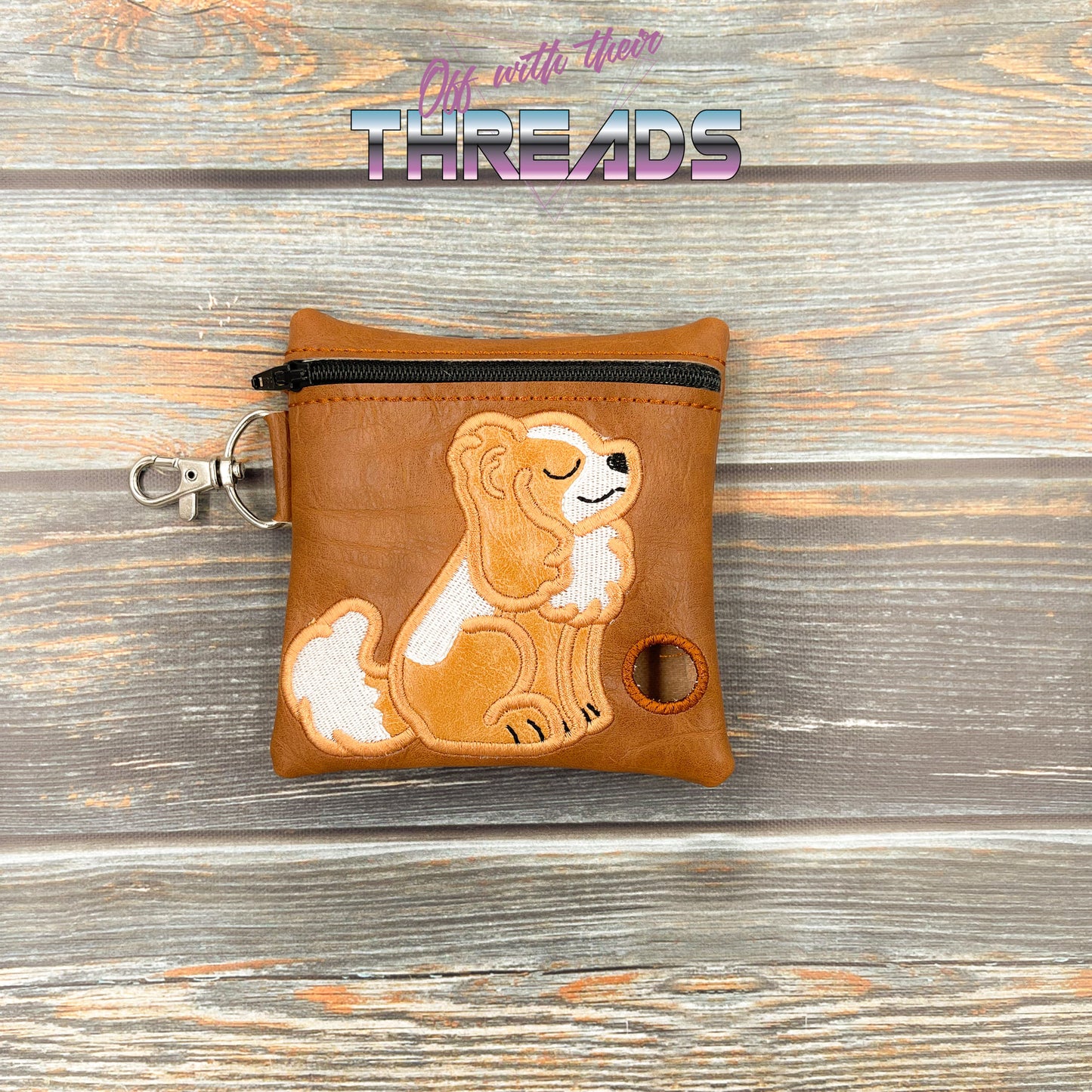 DIGITAL DOWNLOAD 5x5 ITH Applique King Charles Cavalier Waste Bag and 4x4 Stand Alone