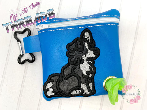 DIGITAL DOWNLOAD 5x5 ITH Applique Border Collie Waste Bag and 4x4 Stand Alone