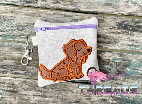 DIGITAL DOWNLOAD 5x5 ITH Applique Long Haired Dachshund Waste Bag and 4x4 Stand Alone