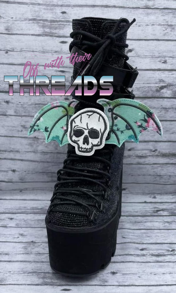 DIGITAL DOWNLOAD ITH 5x7 Skull Wings Shoe Boot Lace on Charms