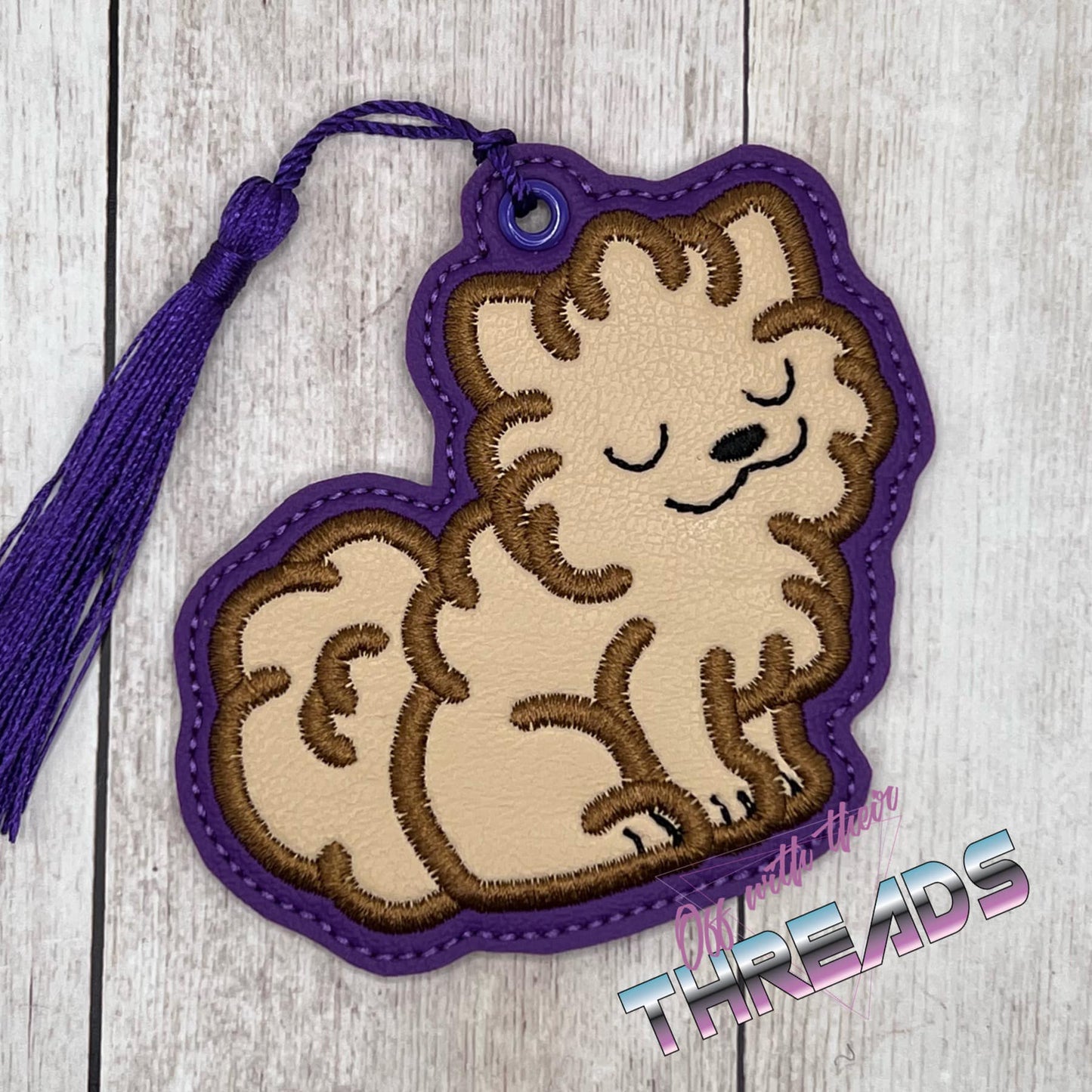 DIGITAL DOWNLOAD 4x4 Applique Pomeranian Bookmark Ornament Gift Tag