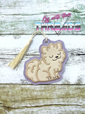 DIGITAL DOWNLOAD 4x4 Applique Pomeranian Bookmark Ornament Gift Tag
