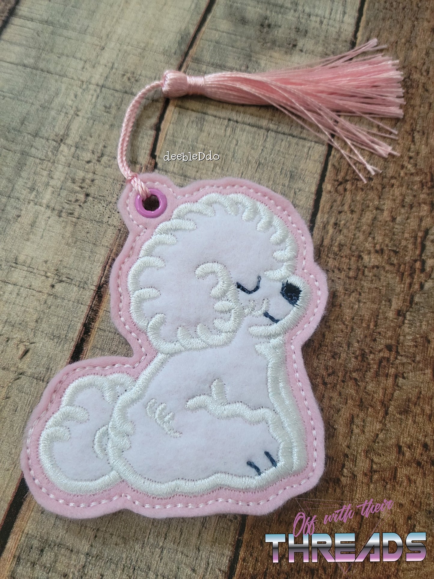 DIGITAL DOWNLOAD 4x4 Applique Bichon Frise Bookmark Ornament Gift Tag