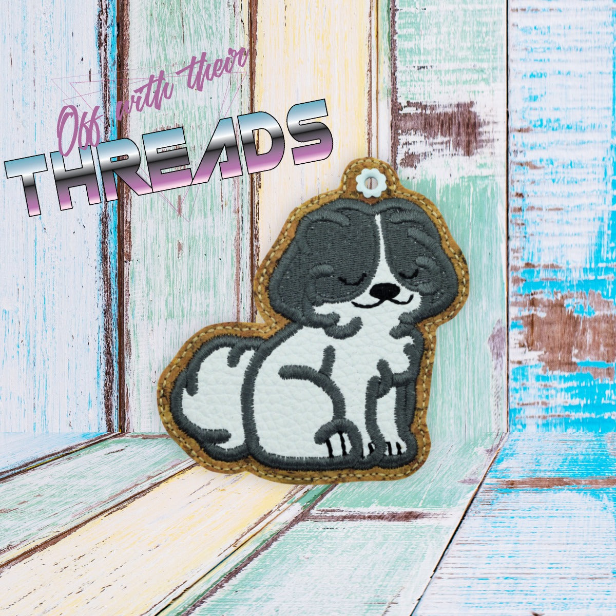 DIGITAL DOWNLOAD 4x4 Applique Shih Tzu Bookmark Ornament Gift Tag