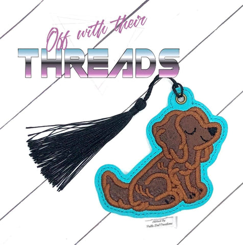 DIGITAL DOWNLOAD 4x4 Applique Long Haired Dachshund Bookmark Ornament Gift Tag