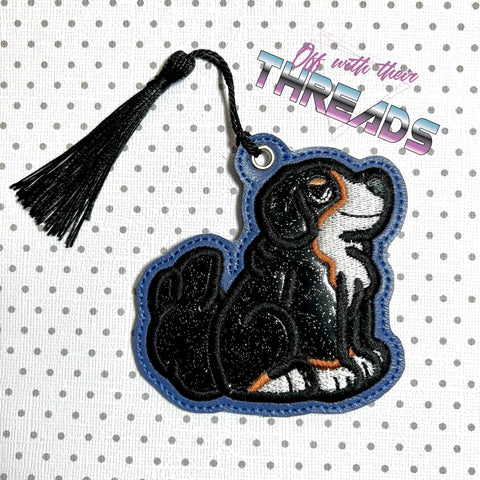 DIGITAL DOWNLOAD 4x4 Applique Bernese Mountain Dog Bookmark Ornament Gift Tag