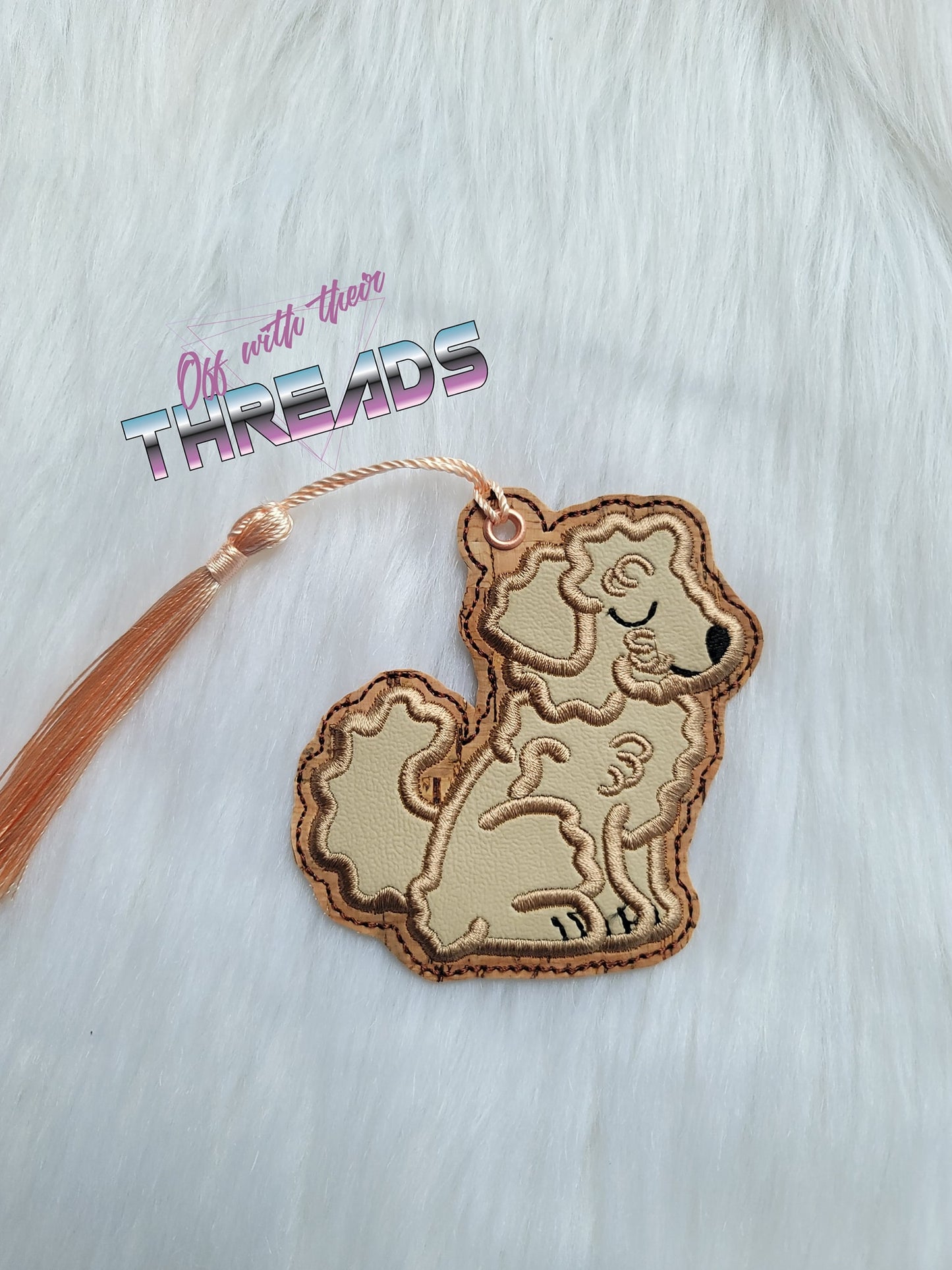 DIGITAL DOWNLOAD 4x4 Applique Labradoodle Bookmark Ornament Gift Tag