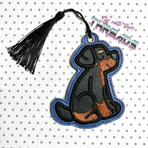 DIGITAL DOWNLOAD 4x4 Applique Rottweiler Bookmark Ornament Gift Tag