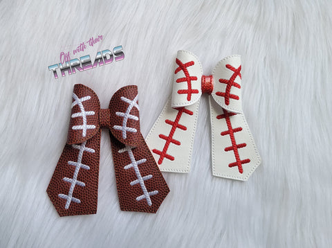 DIGITAL DOWNLOAD In Stitches Bow 4 SIZES INCLUDED Baseball Football Softball Monster