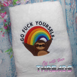 DIGITAL DOWNLOAD Rainbow Sloth Embroidery Design 4 SIZES INCLUDED