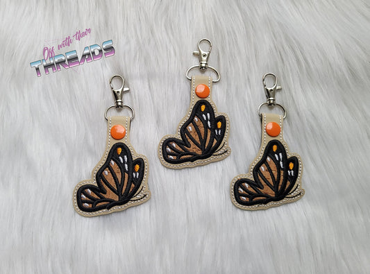 DIGITAL DOWNLOAD Applique Butterfly Snap Tab Key Chain