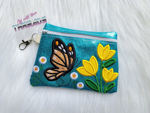 DIGITAL DOWNLOAD Applique Mariposa Clutch Zipper Bag Lined and Unlined Butterfly