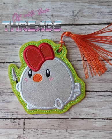 DIGITAL DOWNLOAD Applique Stabby Chicken Bookmark Ornament Gift Tag