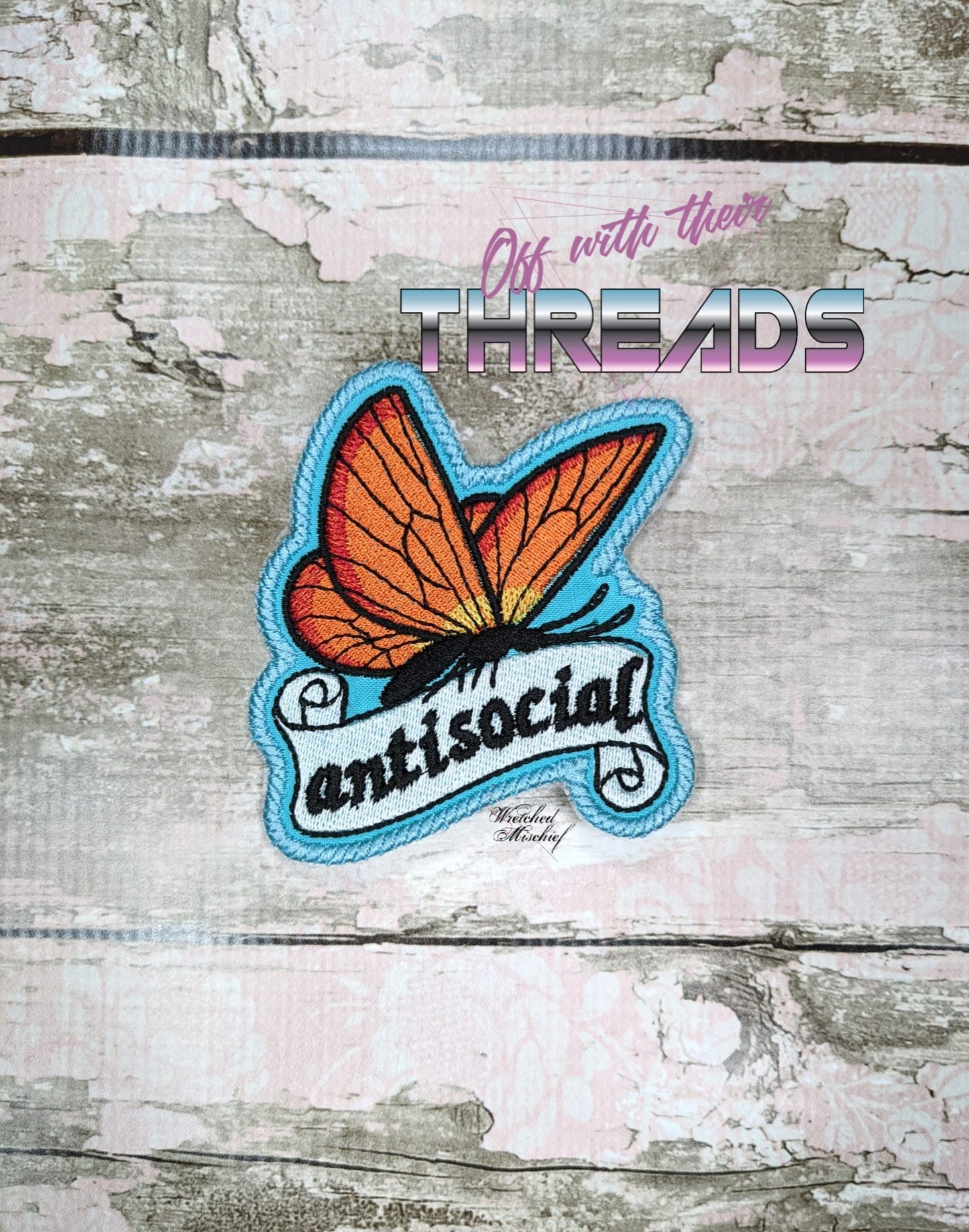 DIGITAL DOWNLOAD Antisocial Butterfly Patch 3 SIZES INCLUDED