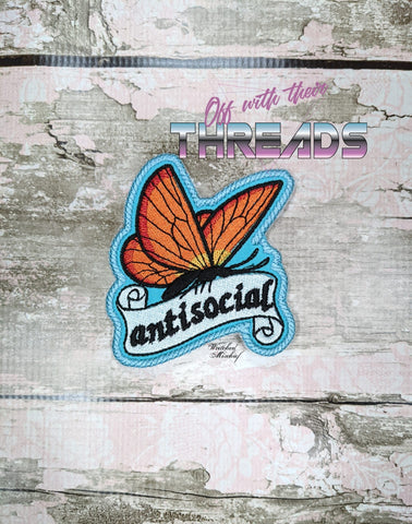 DIGITAL DOWNLOAD Antisocial Butterfly Patch 3 SIZES INCLUDED