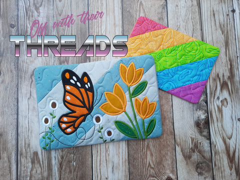 DIGITAL DOWNLOAD Applique Mariposa Butterfly Mug Rug 4 SIZES INCLUDED ENVELOPE AND TURN HOLE OPTIONS