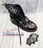 DIGITAL DOWNLOAD Applique Bat Shoe Wings Boot SATIN AND BEAN STITCH EYELET OPTIONS INCLUDED