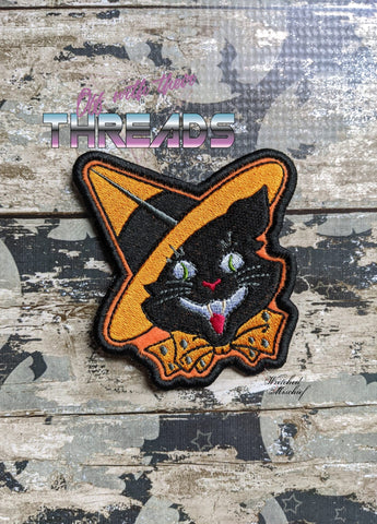 DIGITAL DOWNLOAD Vintage Halloween Witch Cat Patch 3 SIZES INCLUDED