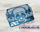 DIGITAL DOWNLOAD Applique Skull Trio Envelope Clutch  Lined and Unlined
