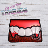 DIGITAL DOWNLOAD Applique Vampire Teeth Envelope Clutch  Lined and Unlined