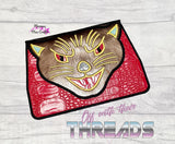 DIGITAL DOWNLOAD Applique Halloween Cat Envelope Clutch  Lined and Unlined