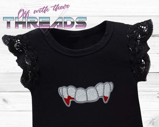 DIGITAL DOWNLOAD Vampire Teeth Applique 9 SIZES INCLUDED