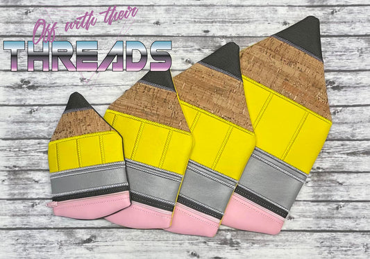 DIGITAL DOWNLOAD Applique Pencil Shaped Zipper Bag Lined and Unlined Back To School