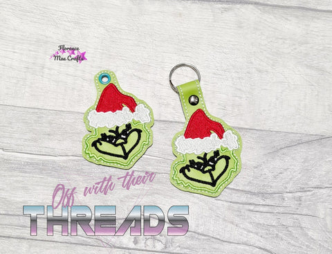 DIGITAL DOWNLOAD Grinch Snap Tab and Eyelet Charm Keychain