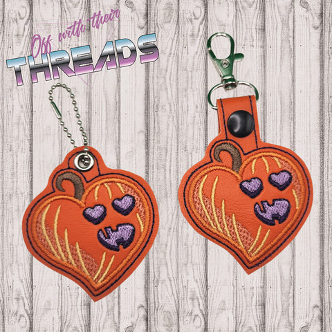 DIGITAL DOWNLOAD Heart Pumpkin Snap Tab Key Chain and Eyelet Charm