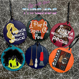 DIGITAL DOWNLOAD 6 Piece Witch Ornament Set Applique ITH