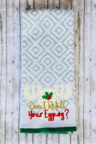 DIGITAL DOWNLOAD Can I Refill Your Eggnog? Holiday Embroidery Design 4 SIZES INCLUDED