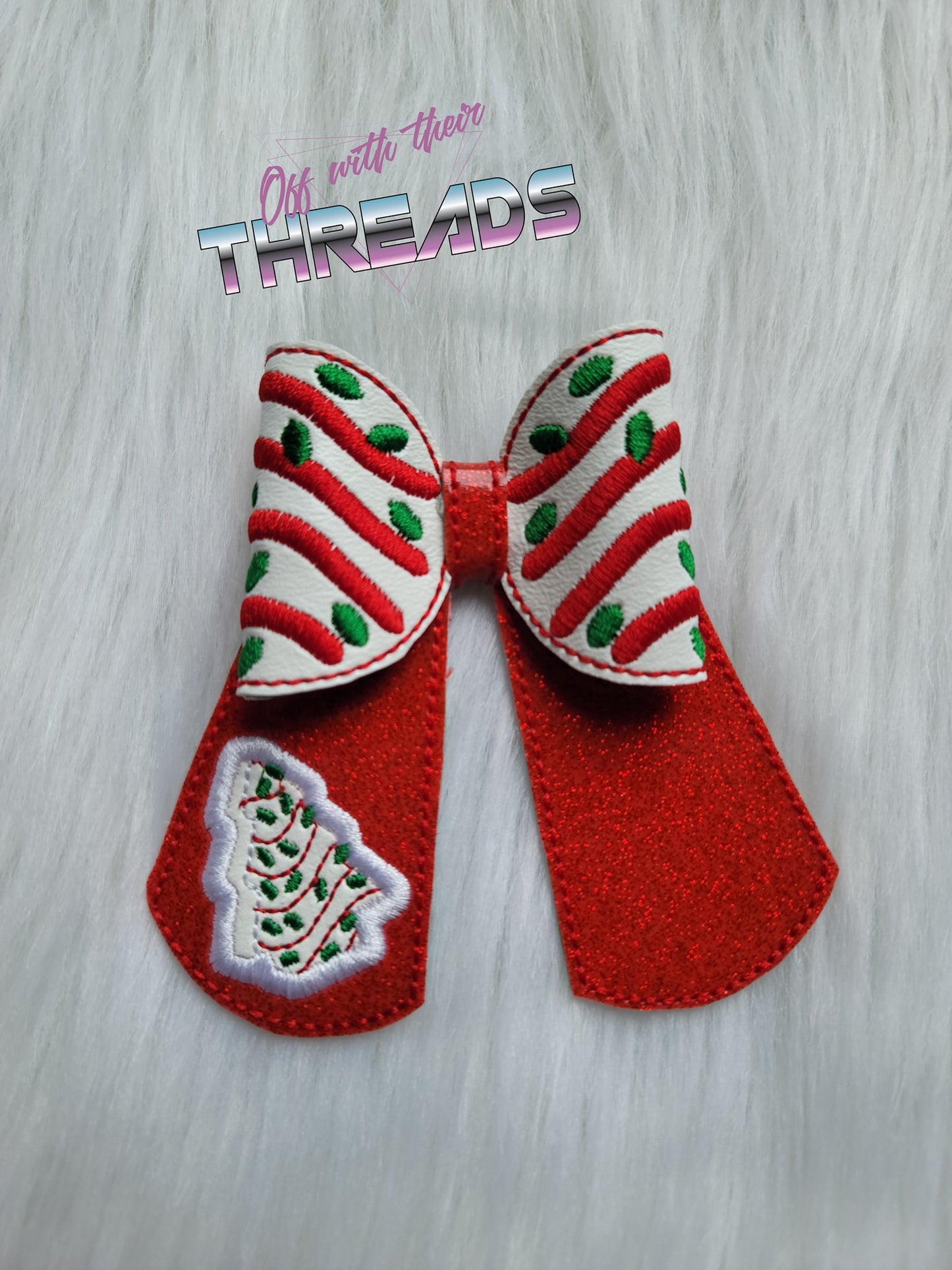 DIGITAL DOWNLOAD Applique Christmas Tree Cake Hair Bow 4 SIZES INCLUDED