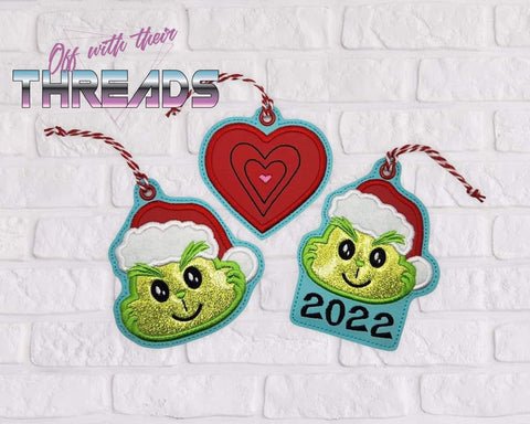 DIGITAL DOWNLOAD Mean One Applique Ornament Bookmark Gift Tag Set of Three