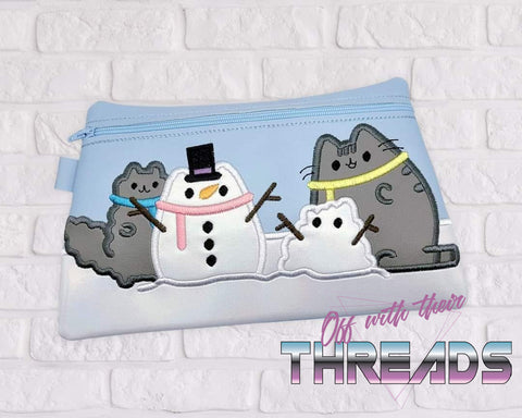 DIGITAL DOWNLOAD Applique Holiday Kitties Clutch Zipper Bag Lined and Unlined