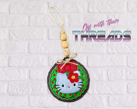 DIGITAL DOWNLOAD Holiday Kitty Applique Ornament Bookmark Gift Tag