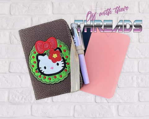 DIGITAL DOWNLOAD Holiday Kitty Applique Mini Comp Notebook Holder