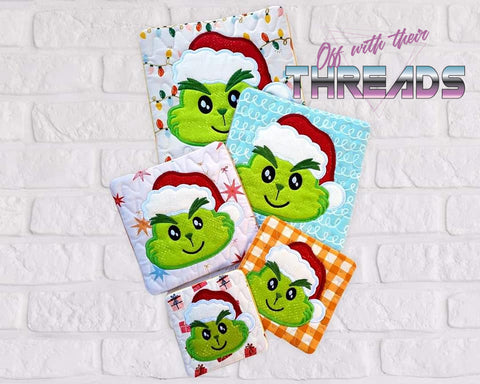 DIGITAL DOWNLOAD Mean One Applique Mug Rug Set 5 SIZES INCLUDED ENVELOPE AND TURN HOLE OPTIONS