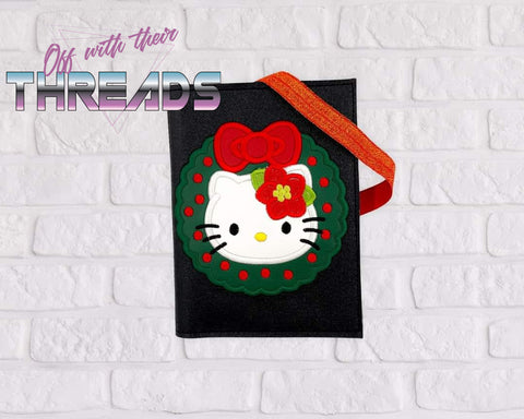 DIGITAL DOWNLOAD Holiday Kitty Applique A6 Notebook Holder
